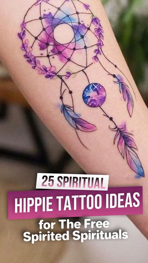 Peaceful Tattoos Ideas Spiritual, Hippy Tattoos For Women, Boho Tattoo Ideas Hippie Bohemian, Hippie Tattoos For Women, Hippy Tatoos Free Spirit, Hippie Tats, Hippie Flower Tattoos, Hippie Tattoo Ideas, Free Spirit Tattoo