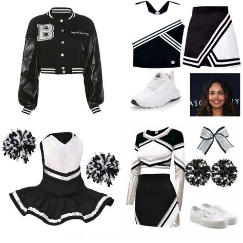 Black Cheer Uniforms, Cheerleading Outfits Aesthetic, Cheerleaders Outfits, Aesthetic Cheer, Navy Skirt Outfit, Gym Outfits Aesthetic, Aesthetic Teacher, Cheerleader Uniforms, School Cheerleader