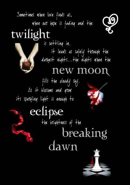 Twilight Series - you may love them or hate them but they are worth a try (every girl loves forbidden love) Edward Cullen And Bella Swan, New Moon Eclipse, Twilight Saga Quotes, Twilight Poster, Twilight Saga Books, Twilight Quotes, Twilight Saga Series, Twilight Funny, Twilight Memes