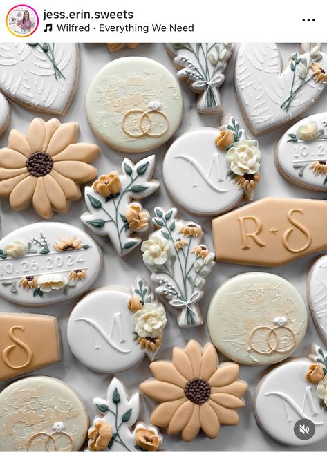 Rustic Wedding Cookies Decorated, Fall Bridal Shower Cookies, Simple Wedding Cookies, Bridal Shower Sugar Cookies, Wedding Cookies Decorated, Wedding Shower Brunch, Wedding Shower Cookies, Engagement Cookies, Simple Bridal Shower