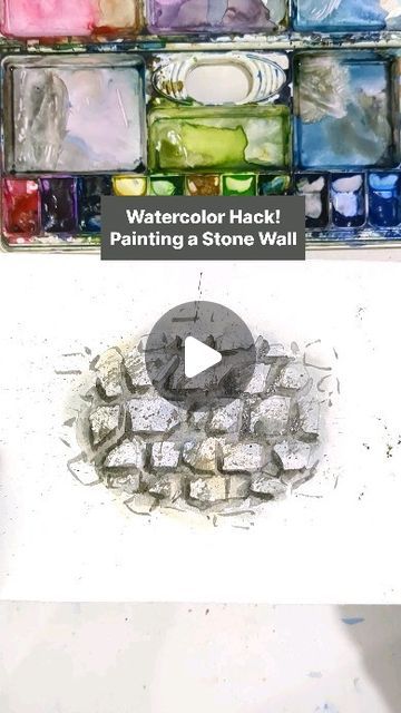 Stone Texture Watercolor, Watercolor Stone Wall, Urban Sketching Watercolors, Stone Watercolor, Paintings Nature, Stone Shapes, Learn Watercolor Painting, Watercolor Splatter, Watercolor Paintings Nature