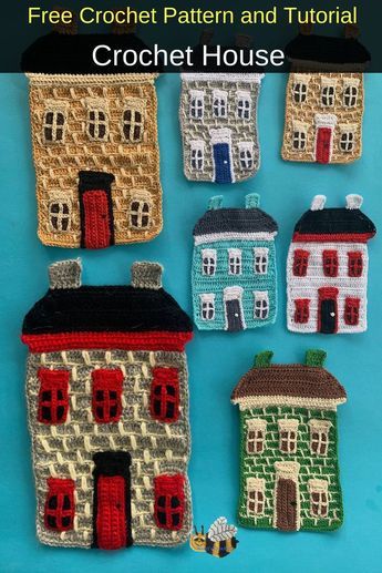 Crochet House Granny Square, Crochet Houses Blanket, Crochet House Pillow, Crochet Houses Free Pattern, Crochet House Appliques, Crochet House Patterns Free, Crochet Art Pattern, House Granny Square, Freeform Crochet Patterns Free