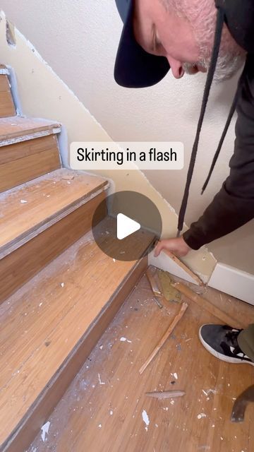 Straight Up Stairs on Instagram: "Let’s get “Down with the Skirting”….. 🗣️OOOO-AH-AH-AH-AH (sound on) I’ll roll you into the weekend with this little Jingle🤣 How many of you guys are gonna be in Vegas for @worldofconcreteshow 2024? Hit me up let’s meet. - #stairs #carpentry #demo #skirt skirting #diy #wood #construction #tools #straightupstairs #straightupreels #hgtv #explore #explorepage #tips #tricks #inspiration #motivation #keepgoing #temeculastairs #sandiegostairs #orangecountystairs #tomlawson #stairslayer" Skirt Boards On Stairs, Skirtboard For Stairs, Scribing Stair Skirt Board, Diy Stair Skirt Board, Faux Stair Skirting Ideas, Faux Stair Skirt, Staircase Skirting Ideas, Stair Skirt Board Diy, Skirt Board For Stairs