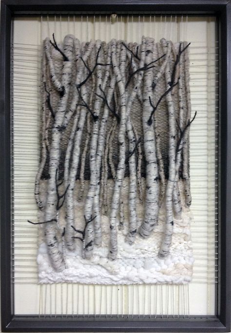 Dimensional Weaving - Martina Celerin 3D fiber art Creative Textiles, Landscape Quilts, Textile Fiber Art, Fibres Textiles, Birch Trees, Weaving Textiles, Weaving Projects, Weaving Art, Art Textile