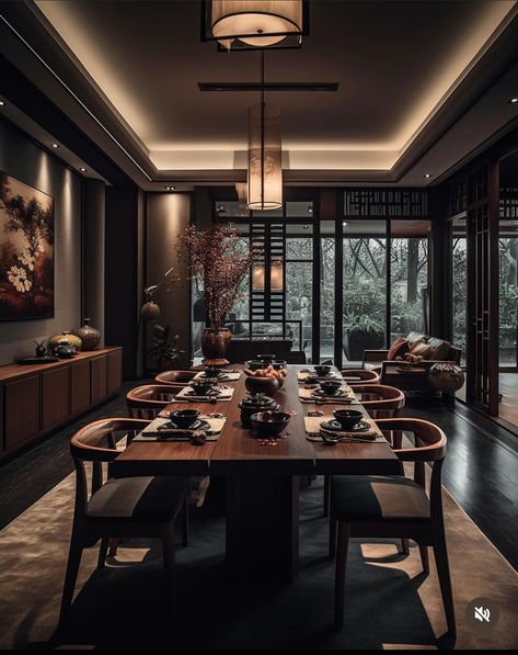 Chinese Interior Design Modern, Modern Chinese Home, Chinese Mansion, Japanese Dining Room, Modern Chinese Interior, Chinese Interior Design, Chinese House, Chinese Home, Chinese Interior