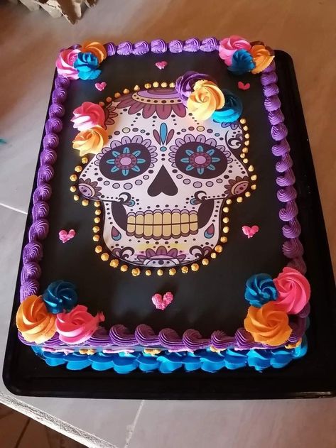 Sugar Skull Birthday, Skull Wedding Cakes, Sugar Skull Cakes, Sugar Skull Wedding, Day Of The Dead Cake, Sweets Table Wedding, Pasteles Halloween, Cupcake Day, Halloween Cake Decorating