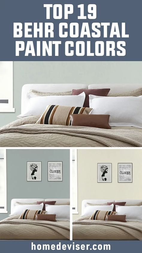 Top 19 Behr Coastal Paint Colors for a Fresh Beachy Feel Behr Gentle Sea Paint, Behr Waterfall Paint Color, Coastal Bedroom Colors Colour Schemes, Behr Coastal Paint Colors Kitchen, Beach House Paint Colors Interior Behr, Calm Behr Paint Color, Behr Coastal Paint Colors Bathroom, Behr Calming Paint Colors, Behr Bedroom Colors