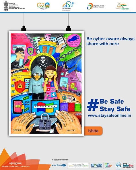 Share with care!! Painting of the day🖌️🎨 #art #staysafeonline #cybersecurity #G20India #G20DEWG #Besafe #staysafe #MyGov #SSOIndia #MeitY #onlinefraud #NIC #certIn #hyderabad #cybercrime #mumbai #delhi #followforfollow #instadaily #instagram #trending #painting #chennai #bangalore #secunderabad #kolkata #pune #india #scam #cricket Poster About Cyberbullying, Cybercrime Poster Drawing, Cybercrime Poster, Online Safety Poster, Safety Poster Drawing, Social Media Poster Drawing, Anti Ragging, Object Study, Poster Drawing Ideas