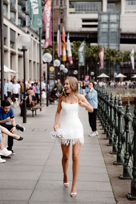 Beautiful bride @jesswillemsen in her Scottie Mini at her Hens! Captured by @kelseyrenaephotography Hen Outfits Bride, Hens Party Dress, Party Reception Dress, Jane Hill Bridal, Jane Hill, Party Reception, The Modern Bride, Hen Do, Reception Dress