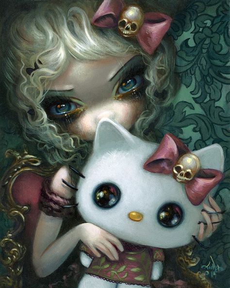 Jasmine Art, Gothic Artwork, Jasmine Becket Griffith, Marie Aristocats, Big Eyes Art, Gothic Fantasy Art, Gothic Fairy, Hello Kitty Art, Fairy Figurines