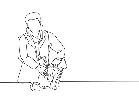 Vet Drawing, Sick Cat, Continuous Line Drawing, Health Care Services, Continuous Line, Cityscape Photos, Logo Banners, Photo Template, Background Banner