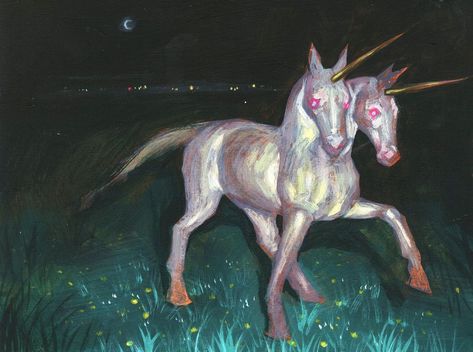 Colete Martin | swamp corn and meadow corn are girlfriends 🌈♥️ acrylic on panel, 9x12” #unicorns | Instagram Unicorn Painting, Last Unicorn, The Last Unicorn, Unicorn Art, Arte Inspo, God Art, Ethereal Art, A Unicorn, 8x10 Print