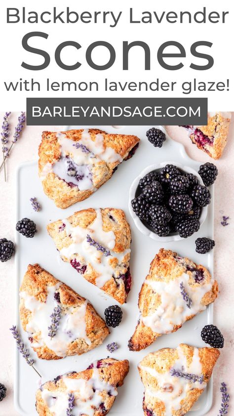 Blackberry Lavender Scones, Blackberry Lavender White Chocolate Scones, Spring Scones, Summer Scones, Blackberry Scones Recipe, Flaky Pastry Recipe, Lemon Lavender Cookies, Blackberry Scones, Lavender Dessert