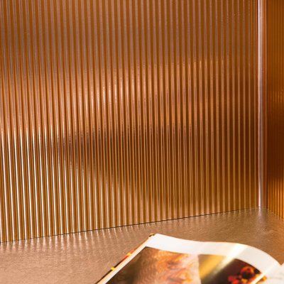 Fasade Rib 18" x 24" PVC Wall Paneling in Polished Copper Vintage Renovation, Corner Molding, Stairwell Wall, Vinyl Wall Panels, Vinyl Backsplash, Interior Cladding, Strong Features, Floor Molding, Pvc Wall Panels