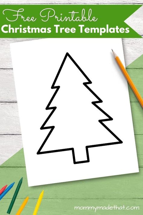 Prek Christmas Tree Crafts, Pre K Christmas Tree Craft, Winter Tree Template, Drawing Xmas Trees, Blank Christmas Tree Printable, Class Christmas Tree Craft, Pine Tree Template Free Printable, Easy Draw Christmas Tree, Christmas Tree Clip Art Free