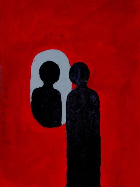 Abstract Art Of People, Simple Art On Canvas, Simple Surrealism Art, Inner Child Painting, Painting Ideas Meaningful, Insecurities Painting, Disphorphia Art, Emotional Paintings Easy, Black Art Aesthetic