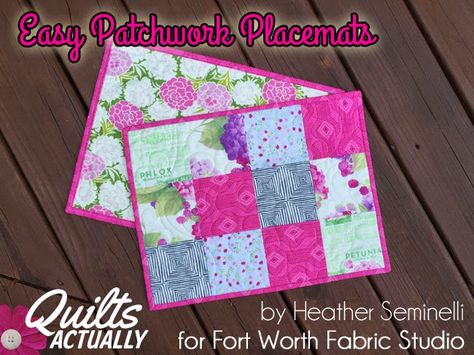 Mug Rugs Quilted, Quilt Mug Rug, Patchwork Placemats, Easy Placemats, Quilted Placemat Patterns, Easy Patchwork, Quilted Placemat, Placemat Patterns, Table Runners And Placemats