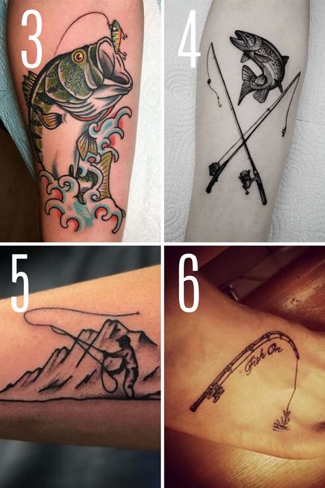 25 Amazing Fishing Tattoos - tattooglee Tattoos Fishing, Fishing Rod Tattoo, Fisherman Tattoo, Fishing Tattoos, Married Couple Tattoos, Fishing Hook Tattoo, Fishing Tattoo, Hook Tattoos, Wedding Band Tattoo