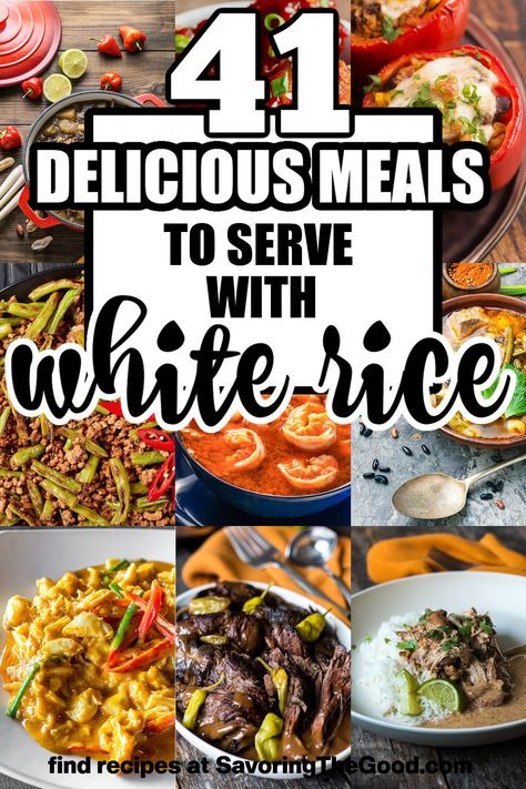 Rice is a staple ingredient in many households, including mine! But deciding on what to serve as the main course with your favorite white rice variety can be a bit overwhelming with so many delicious options. I have gathered some of the best options for you when looking for what to eat with rice. These recipes are collected from many of my online food blogging friends, many of whom have been in this industry as long as I have. https://www.savoringthegood.com/what-to-serve-with-rice/ Dishes To Serve Over Rice, Things To Add To White Rice, What To Cook With White Rice, Easy Meals With White Rice, White Rice Add Ins, What To Add To Rice For Flavor, Meals With White Rice, White Rice Meals, Rice To Serve With Fish