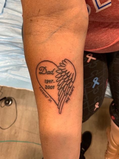 Small In Loving Memory Tattoos, Memory Of Father Tattoo, My Dads Keeper Tattoos, Memorial Tattoo Ideas Grandfather, Tattoo Ideas For Mother Who Passed, Tattoo For Grandma Memorial, Rip Uncle Tattoos, Tattoo Ideas Loved Ones, Mom Memorial Tattoos For Daughter