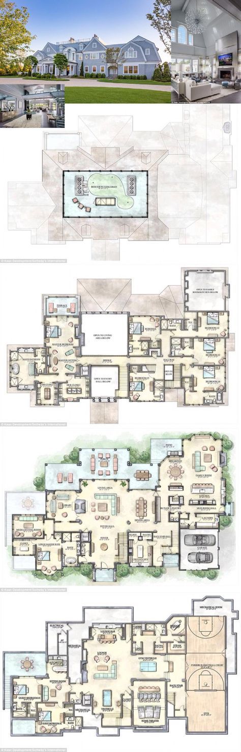 Hampton Mansion, Hamptons Mansion, House Plans Mansion, Mansion Floor Plan, Casas The Sims 4, Sims House Plans, House Layout Plans, Mansions For Sale, Beautiful House Plans