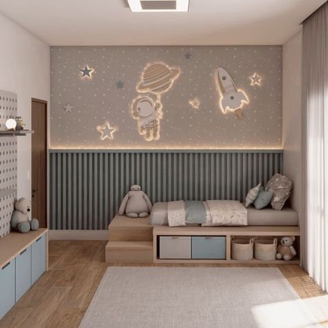 Astronaut Bedroom :: Behance Outer Space Kids Room, Mountain Theme Bedroom, Astronaut Baby Room, Astronaut Bedroom, Astronaut Room, Cute Kids Bedroom, Kids Bedroom Decor Ideas, Boys Space Room, Autocad Layout