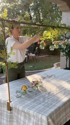 I bought this over the table rod last Fall and have greatly enjoyed styling it through the seasons. It’s such a fun way to elevate a dining experience by allowing endless creative possibilities! I found these cute little hanging jars which are perfect for little florals, tea lights, a goldfish….🤭(please don’t) Comment LINK for links to the rod and accessories to be sent to your inbox. 🤗Facebook friends: Here’s the link https://liketk.it/4zNOz PS: Stay tuned for the rest of my Easter tab...