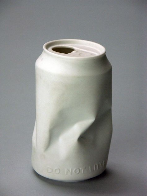 Crushed Can, c. 1970; Made in Germany; Cast porcelain unglazed, Gift of MAW R2009.2.0188 Crushed Can, Cast Porcelain, Rosenthal Porcelain, Art Board, Art Boards, Porcelain, Germany, It Cast, Ceramics