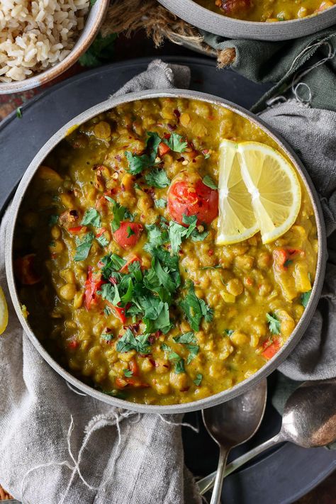 Creamy Coconut Chana Dal | Pick Up Limes Cauliflower Lentil Curry, Chana Dal, Spinach Curry, Using A Pressure Cooker, Dal Recipe, Creamy Tomato Sauce, Lentil Curry, Red Lentil, Budget Friendly Recipes