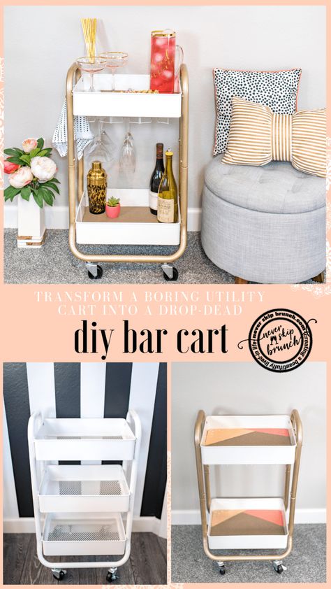 Bar Cart Ideas Diy, Mini Bar Cart Ideas, Ikea Cart Ideas, Rooms To Go Living Room, Brunch Diy, Diy Kallax, Ikea Bar Cart, Ikea Bar, 70s Kitchen