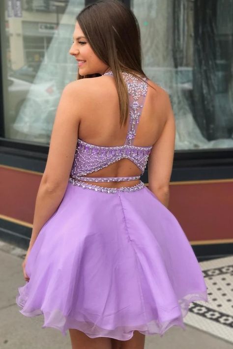 Two Piece Prom Dresses Short, Lilac Homecoming Dress, Two Piece Prom Dresses, Wedding Dresses Near Me, Two Piece Prom, Purple Homecoming Dress, Homecoming Dress Short, Cheap Homecoming Dresses, Short Prom Dress