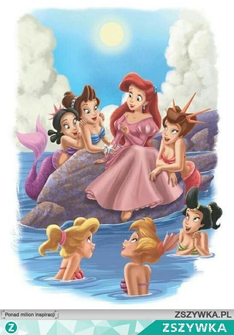 Ariel and her sisters Princesas Disney Anime, Images Disney, Disney Nerd, Disney Princess Ariel, Disney Ariel, Pinturas Disney, Disney Lover, Disney Kids, Disney Dream