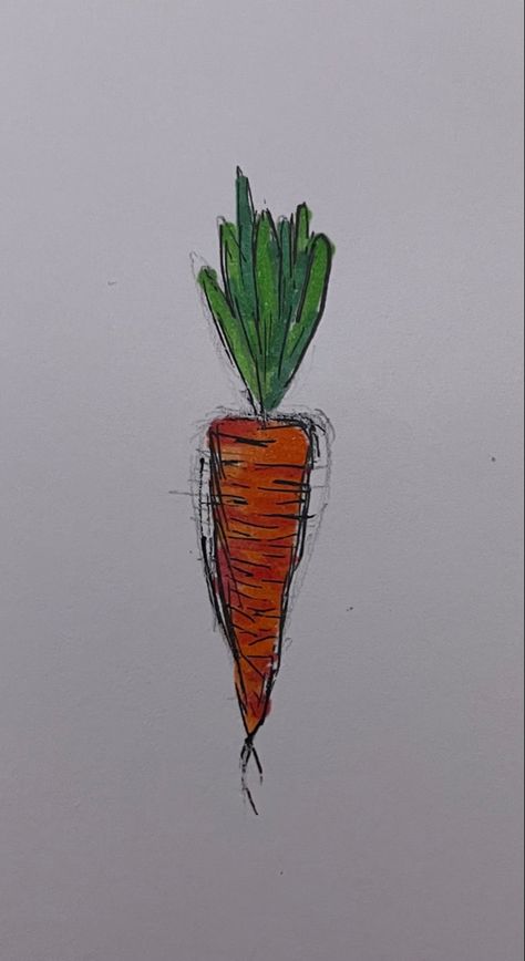 How To Draw A Carrot, Carrot Outline, Carrots Drawing, Carrot Sketch, Easter Drawing Ideas, Carrot Tattoo, Carrot Drawing, Easter Drawing, Carrot Art