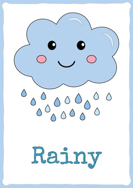 Weather Flashcards Preschool, Weather Cartoon Pictures, Weather For Preschool, Weather Symbols For Kids, Weather Chart Preschool, Weather Crafts For Kids, Weather Template, Weather Kindergarten, Weather Flashcards