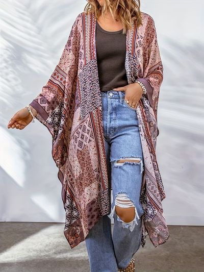 Stile Boho Chic, Look Boho Chic, Plus Size Boho, Round Neck Casual Dress, Boho Cardigan, Cardigan Design, Estilo Boho Chic, Plus Size Cardigans, Bat Sleeve