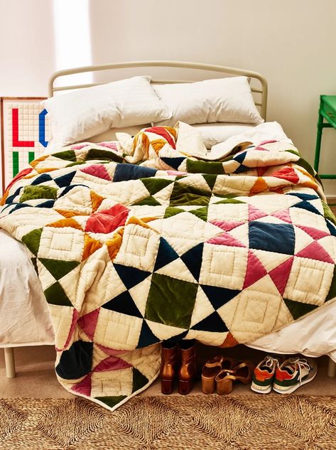 Bedspreads & Quilts | Oliver Bonas Dress A Bed, Patchwork Bedspread, Velvet Bedspread, Box Bedroom, Luxury Quilts, How To Dress A Bed, Quilted Bedspreads, Velvet Blanket, Oliver Bonas