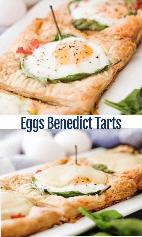 Make an eggs Benedict style breakfast even easier but maintain that bit of elevation with these puff pastry tarts. It is all done in the oven and the optional drizzle of Hollandaise makes it irresistible. Puff Pastry Eggs Benedict, Eggs Benedict Breakfast Pastry, Tarts With Puff Pastry, Puff Pastry Tarts, Puffed Pastry, Breakfast Tart, Eggs Benedict Recipe, Brunch Eggs, Puff Pastry Tart