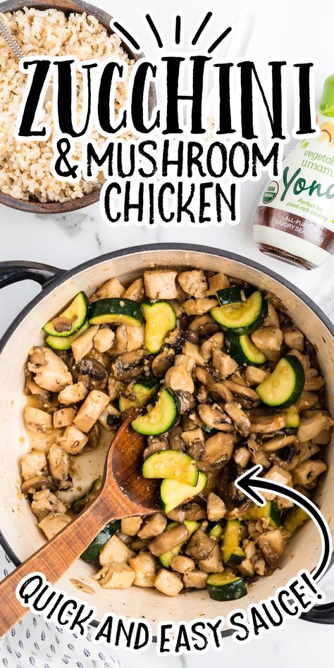 Zucchini And Mushroom, Mushroom Zucchini Recipe, Chicken Zucchini Recipes, Sauteed Zucchini Recipes, Zucchini Vegetable, Mushroom Casserole, Chicken Mushroom Recipes, Spaceships And Laser Beams, Chicken Zucchini