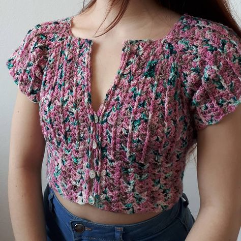 Crochet Pattern Vintage, Top Crochet Pattern, Crop Top Pattern, Crochet Crop Top Pattern, Crochet Ladies Tops, Crochet Clothing And Accessories, Crochet Clothes Patterns, Crochet Top Pattern, Crochet Blouse