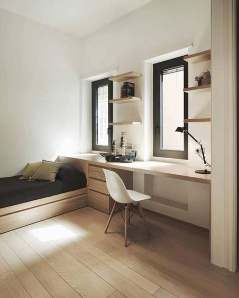 Small House Storage, Guest Bedroom Home Office, Office Guest Bedroom, Guest Bedroom/office, Student Bedroom, Minimal Bedroom, Minimalist Bedroom Design, Work Space Decor, Guest Room Office