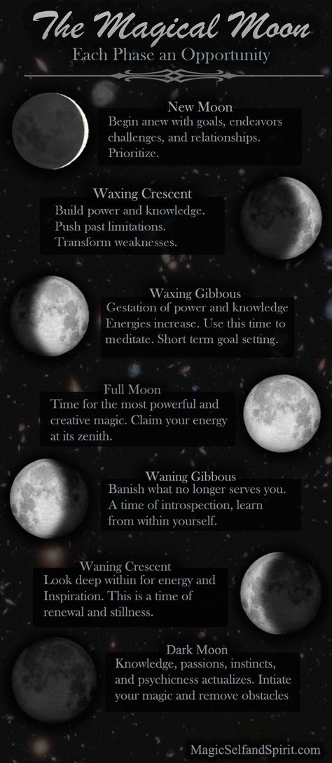 Work with all 7 phases of the Moon effectively Home Magic, Master Your Mind, Black Moon Lilith, Moon Rituals, Types Of Magic, Red Tent, Chaos Magic, Kundalini Awakening, Wiccan Witch