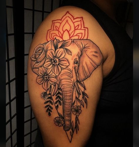 Elephant Back Tattoo Women Spine, Elephant Arm Tattoo, Black Owl Tattoo, Elephant Thigh Tattoo, Thigh Piece Tattoos, Delicate Tattoos For Women, Cute Thigh Tattoos, Elephant Tattoo Design, Hand Tattoos For Girls