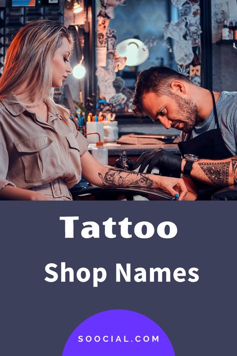 Tattoo Shop Names Ideas, New Business Names, Shop Name Ideas, Cool Tattoo, Shop Name, Piercing Studio, Piercing Shop, Name Ideas, Name Tattoos