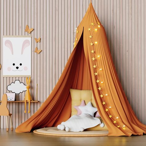 Orange Bed, Mosquito Net Canopy, Kids Bed Canopy, House Kids Room, Princess Canopy Bed, Star Fairy, Star Flag, Princess Bed, Yellow Star