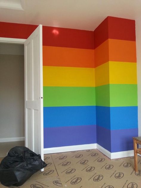 Rainbow Room Kids, Rainbow Bedroom, Rainbow House, Rainbow Room, Wall Paint Designs, Rainbow Wall, Kids Room Design, Wall Paint, Boy Room