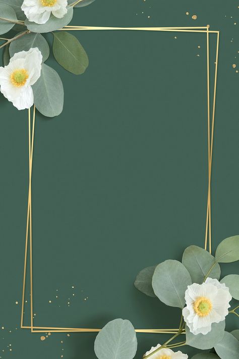 Golden floral frame on a green background | premium image by rawpixel.com / Donlaya Background Invitation, Gold Wallpaper Background, Wedding Invitation Background, Golden Green, Invitation Background, Floral Border Design, Framed Wallpaper, Floral Poster, Flower Background Wallpaper