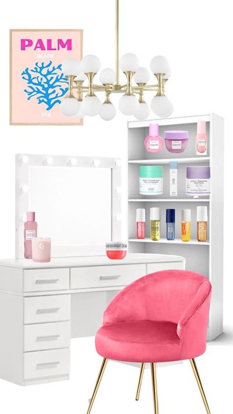 #preppy#skincare#vanity Preppy Vanity, Skincare Vanity, Preppy Skincare, Vanity, Dressing Table