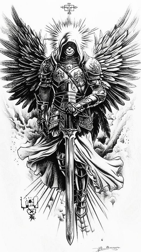 Angel Demon Tattoo, Armor Of God Tattoo, Archangel Michael Tattoo, St Michael Tattoo, Atlas Tattoo, Archangel Tattoo, Spartan Tattoo, Devil Tattoo, Full Sleeve Tattoo Design