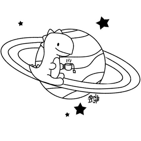 Base dinosaurio en planeta coloriage Dinosaur In Space Drawing, Tea Rex Tattoo, Cute T Rex Drawing, T Rex Doodle, Pokemon Tattoos, Tea Rex, Dinosaur Tattoos, Space Drawings, Dinosaur Drawing