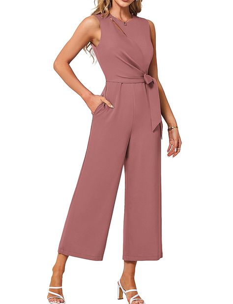 PRICES MAY VARY. COMFY FABRIC: Womens Jumpsuits Are Made Of 95%Polyester+5%Elastane High Quality Polyester Fabric, Soft, Breathable And Skin-Friendly, You Will Feel Comfortable All Day Long. An Indispensable Piece In Your Wardrobe! MATCHING STYLE: This One Piece Crew Neck Sleeveless Straight Leg High Waist Elastic Jumpsuit Looks Great To Match With High Heels, Wedges, Beautiful Necklaces And Earrings. You Can Dress It Up To Wedding, Cocktail, Evening, Party. With Flats, Sandals, You Can Dress It Work Jumpsuits For Women, California Cocktail Attire Women, Business Cocktail Attire Women, Baby Shower Attire For Guests, Dressy Casual Wedding Guest, Cocktail Casual Attire, Casual Cocktail Attire For Women, Cocktail Attire Wedding Guest, Casual Cocktail Attire